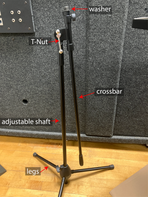 fully assembled mic stand shown